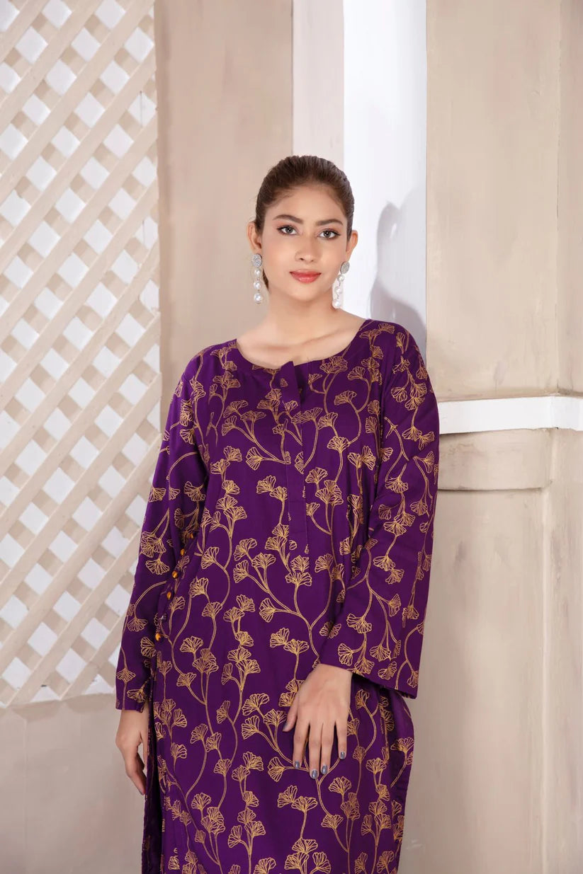 Afreen Purple Premium 2-Piece Linen Suit