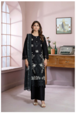 Classic Black Charm – ZIBAISH Stitched 3 Piece Lawn Suit